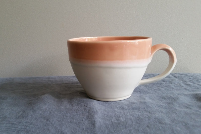 Latte Mug in Coral Glaze by Muddy Marvels Handmade Pottery Squamish