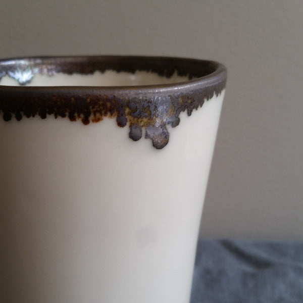 Tall Tumbler in White and Metal Glaze Handmade Pottery by Muddy Marvels